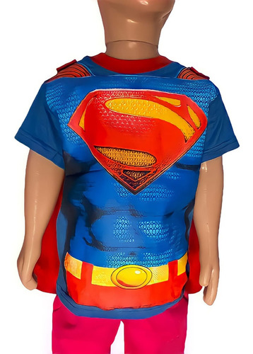 Remeras Con Capa Superman Estampado Niños Superheroes 