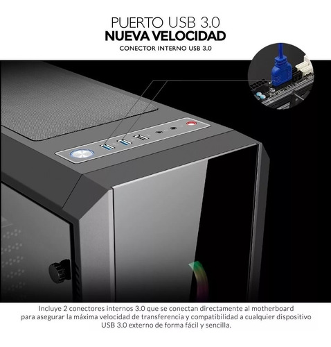 Gabinete Pc Gamer Sentey Z20 4 X Fan Rgb Vidrio Templado