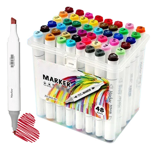 Kit Duplo De Marcadores Artísticos Em Papel Com 48 Cores