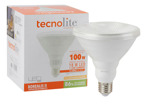 Foco Led Tecnolite Par38 18w Luz Suave Cálida Ip65 Base E27