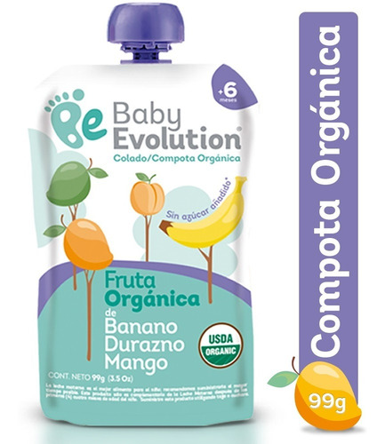 Compota Baby Evolution Banano Durazno Mango X 99gr