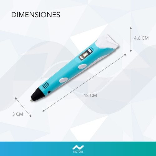 Imagen 5 de 5 de Lápiz Impresión 3d Nictom L3d Dibujo Oled Celeste Tl