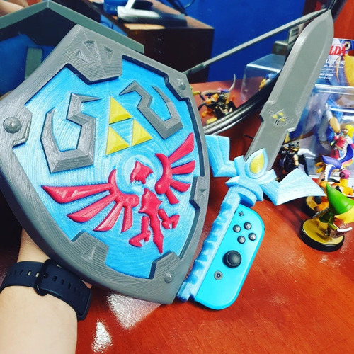 Zelda Skyward Sword Escudo Y Espada Para Joycon Legend