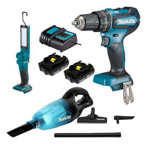 Rotomartillo Makita 18v + Aspiradora Inalámbrica + Linterna