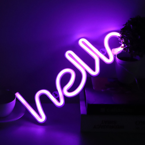 Letrero Led De Neón Con Letras De Saludo Para Decoración De