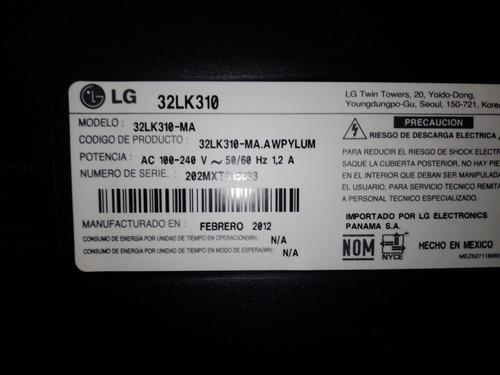 Televisor LG 32lk310 32 Pulgadas Para Uso Y/o Repuestos (Usado)
