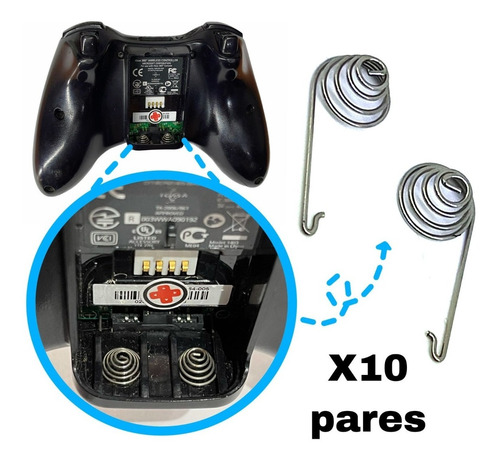 Imagen 1 de 5 de 10 Pares De Resortes De Bateria Para Control De Xbox 360