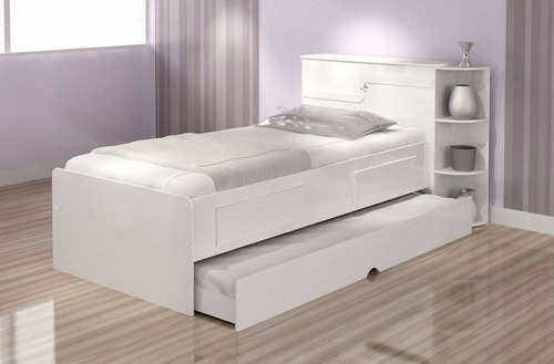 Cama Bibox Bau Hortencia  2 Gavetas + Auxiliar  Sem Colchão