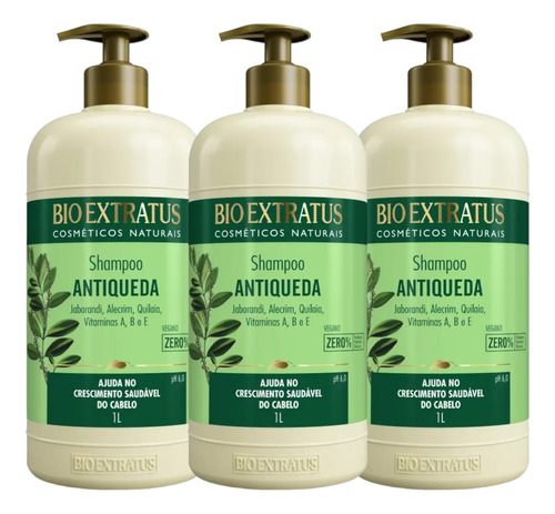 Kit 3 Shampoo Antiqueda Jaborandi 1 L Bio Extratus