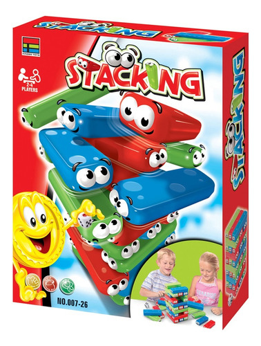 Juego De Mesa Torre Ladrillos 30 Piezas +dado Pegotines Caja