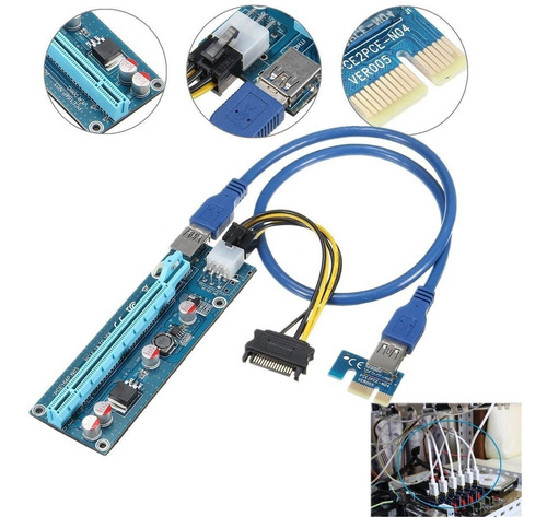 Imagen 7 de 8 de Riser Extensión Pci-e 16x 1x Para Tarjetas De Video
