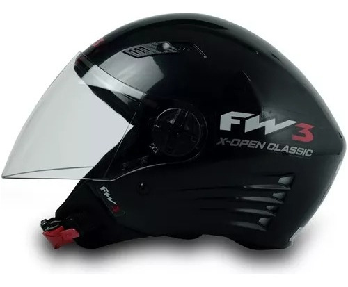 Capacete Aberto Fw3 X Open Up Fox Preto