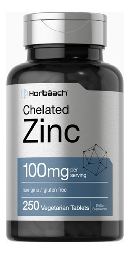 Horbaach Suplemento De Zinc Quelatado De 100 Mg 250 Tabletas