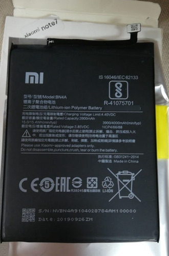 Imagen 1 de 1 de Bateria Xiaomi Bn4a Redmi Note 7 Note 8 Note 9