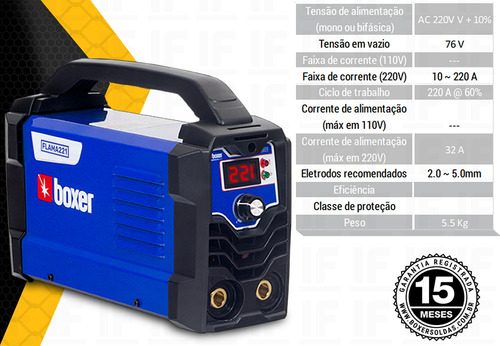 Máquina De Solda Inversora 220a Flama221 Boxer + Mascara