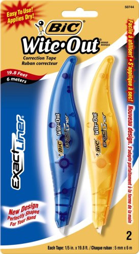 Bic Witeout Marca Exact Liner Cinta Correctora, 2count Paque