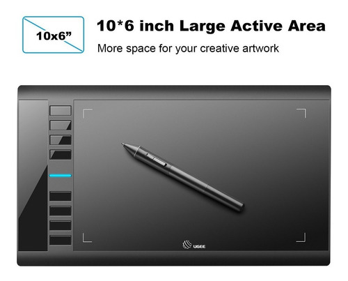 Ugee M708 Tableta Gráfica, 10 X 6 Pulgadas Grande Del Área A