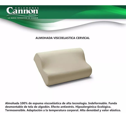 Almohada Cannon Viscoelastica Cervical Oferta Envio S/cargo