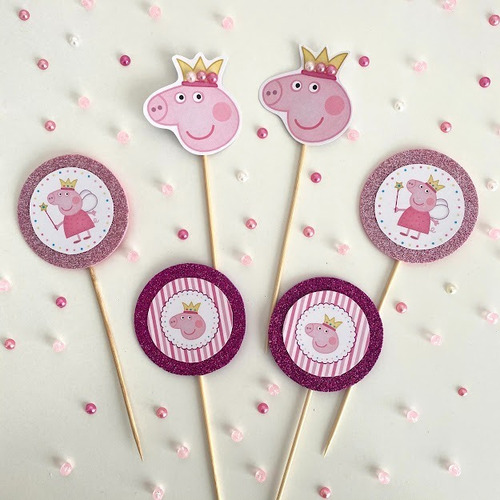 Topper Torta - Pincho Feliz Cumplaños - Peppa Pig Celeste