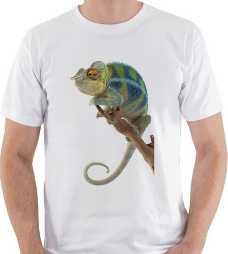 Camiseta Camaleão Animal Reptil Lagarto Camisa Blusa