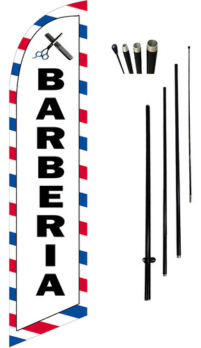 Bandera Publicitaria Diseño Barbería # 160 Con Mástil