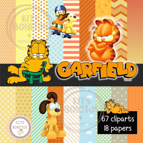 Kit Clipart Png Papeles Digital Gato Garfield