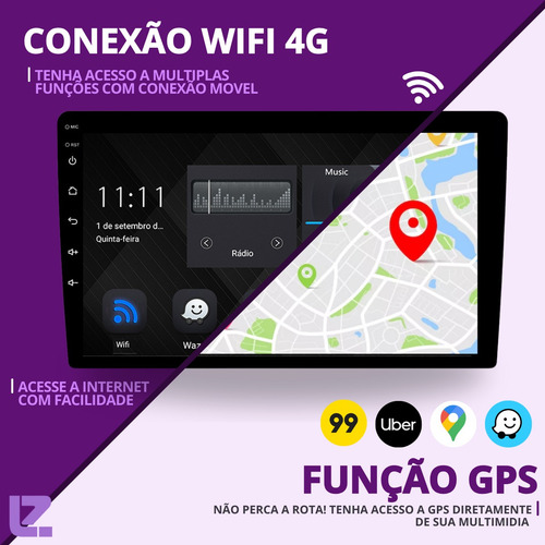 Multimídia Android 13 9 2din 2gb 32gb Câmera Carplay