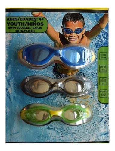 3 Gafas De Natacion Goggles Para Niños U.s. Divers Color Azul. Negro Y Verde