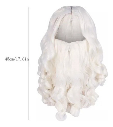 Peluca Sintética De Pelo Largo Y Rizado Blanco Santa Claus C