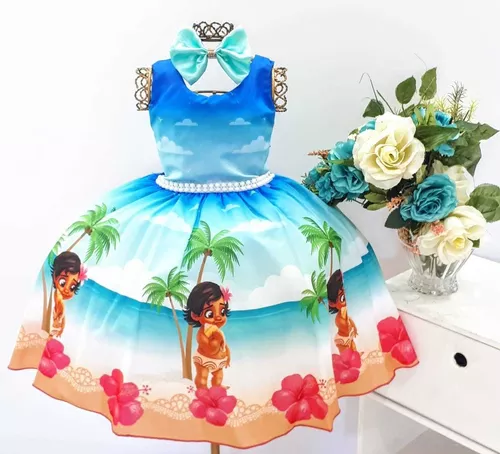 Vestido Infantil Moana Baby Aniversário Festa Tema