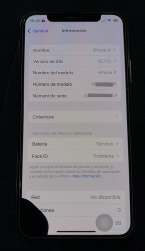 iPhone X 256 Gb Plata (Usado)