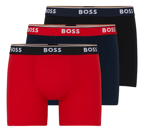 Conjunto Três Cuecas Boxer Com Logo Boss