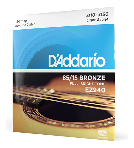 Set De 12 Cuerdas Para Guitarra Acústica Daddario Ez940