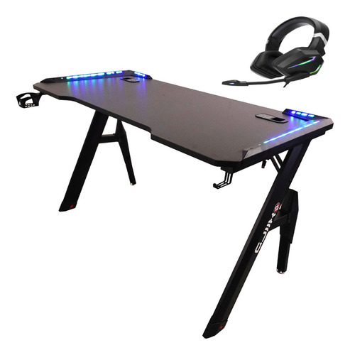 Escritorio Gamer Minimalista Base De Metal Luz Rgb Y Regalo