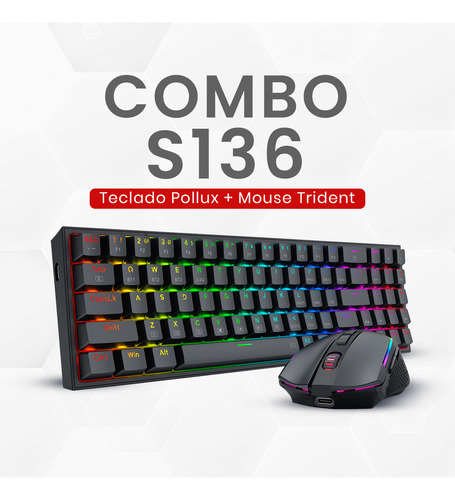 Kit Mouse Y Teclado Redragon Pollut + Trident S136 Wireless