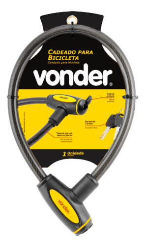 Cadeado Para Bicicleta, 60 Cm, Com Chave, Vonder