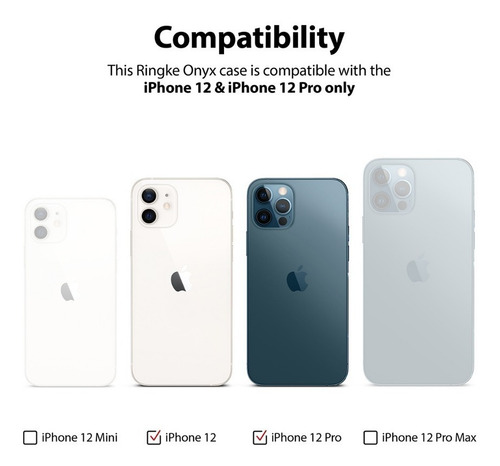 Imagen 3 de 6 de Funda iPhone 12 & 12 Pro 6.1 Ringke Onyx Original Anti Impac