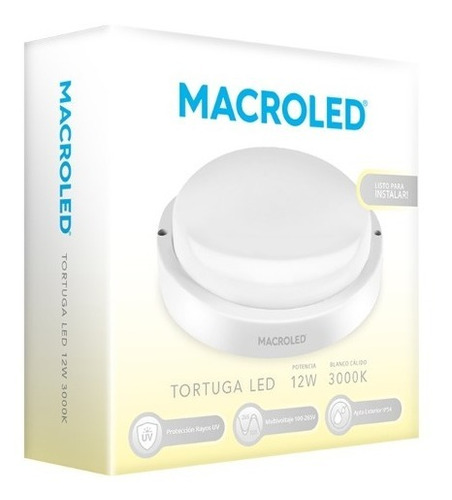 Tortuga Led Redonda Blanco O Negro 12w Macroled