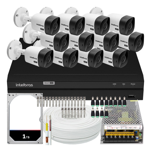 Kit Cftv Monitoramento 12 Cameras Intelbras Mhdx 1216 1 Tera