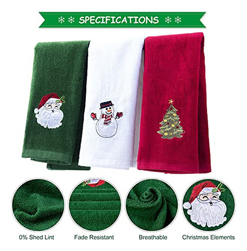 Juego De Toallas De Mano Navidad 63 X 41 Cm 100% Algodón