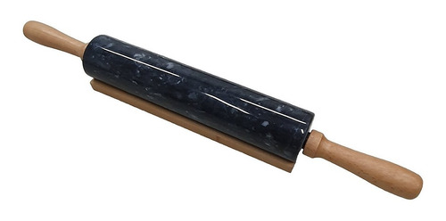Imagem 4 de 6 de Rolo De Massas Mármore Preto Base Bambu 25 Cm/45 Cm -1,49kg