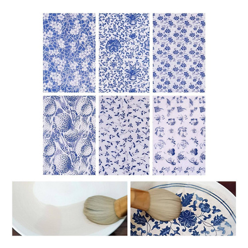 Calcomanías De Cerámica Para Papel Bajo Vidriado 6 Piezas