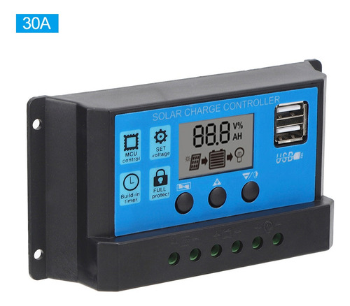 Qqq Controlador De Carga Solar Pwm Lcd Panel De Celda Usb