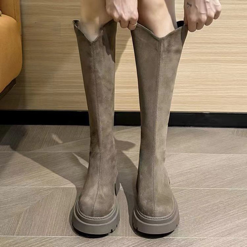 Botas Largas De Suela Gruesa De Estilo Británico, Finas En O
