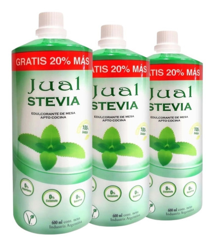 Stevia Liquida Jual X 600cc Vegano Y Sin Tacc  Pack X 3