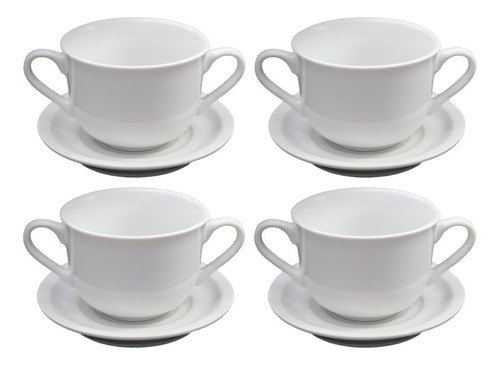 4 Xícaras Consume Pequena 2 Cabo Com Pires 350 Ml Ref 36