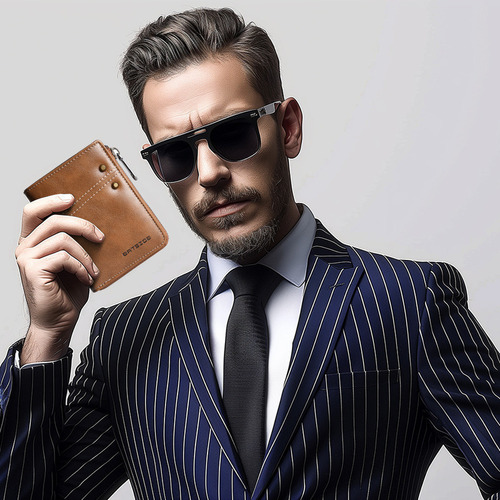 Cartera De Negocios Rfid Para Hombres Con MĂșltiples Ranuras