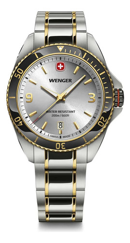 Reloj Wenger Executive, 40 Mm, Acero Inoxidable Plateado Negro Plateado