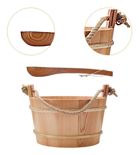 Sauna Bucket De Madera Con Cucharada 4l Cubo De Leche