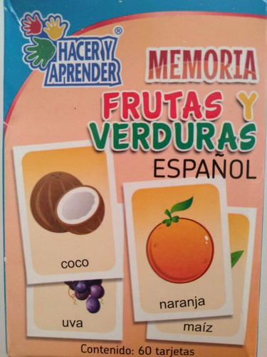 Memoria Frutas Y Verduras Español - Material Didáctico 